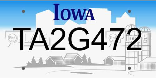 TA2G472 Iowa License Plate
