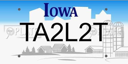 TA2L2T Iowa License Plate