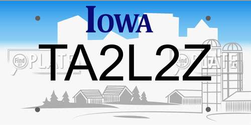 TA2L2Z Iowa License Plate