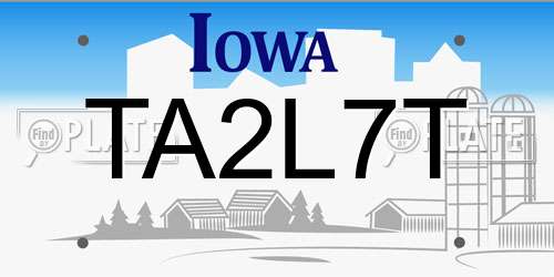 TA2L7T Iowa License Plate