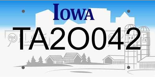 TA2O042 Iowa License Plate