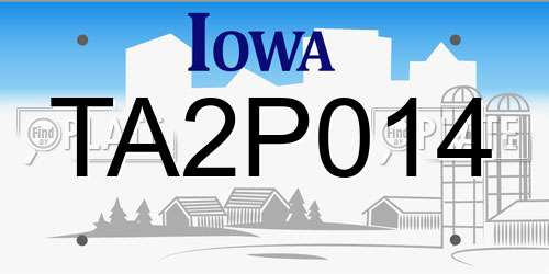 TA2P014 Iowa License Plate
