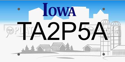 TA2P5A Iowa License Plate