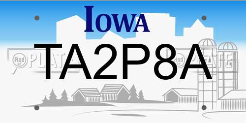 TA2P8A Iowa License Plate