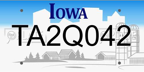 TA2Q042 Iowa License Plate