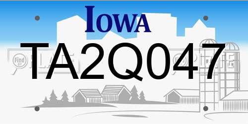 TA2Q047 Iowa License Plate