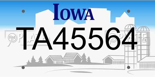 TA45564 Iowa License Plate