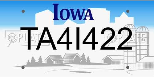 TA4I422 Iowa License Plate