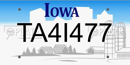 TA4I477 Iowa License Plate