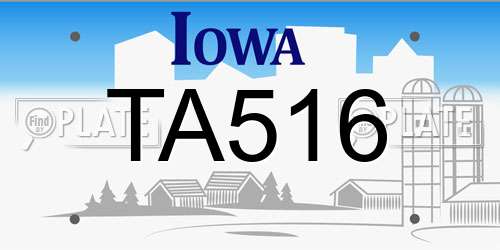 TA516 Iowa License Plate