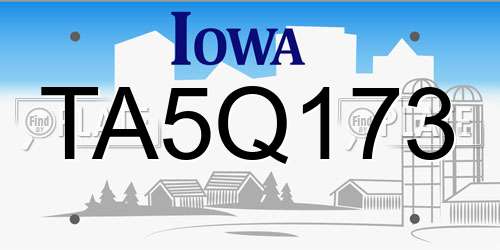 TA5Q173 Iowa License Plate