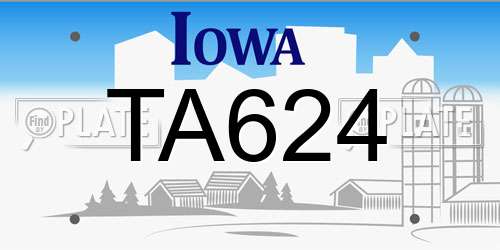 TA624 Iowa License Plate