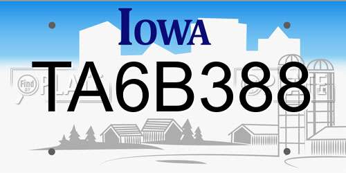 TA6B388 Iowa License Plate