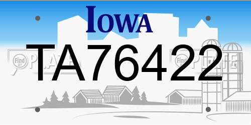 TA76422 Iowa License Plate