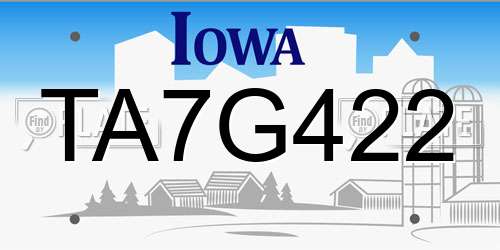TA7G422 Iowa License Plate