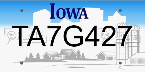 TA7G427 Iowa License Plate