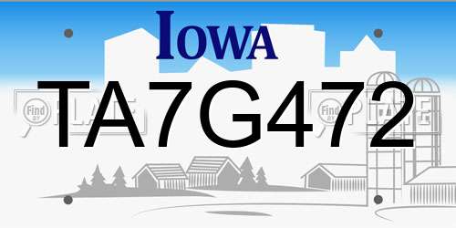 TA7G472 Iowa License Plate