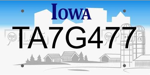 TA7G477 Iowa License Plate