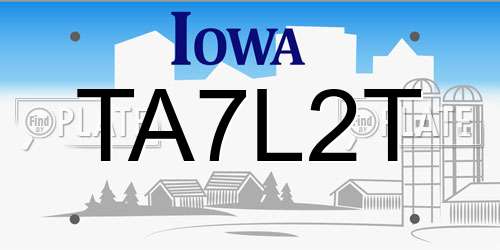 TA7L2T Iowa License Plate