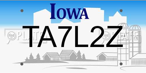 TA7L2Z Iowa License Plate