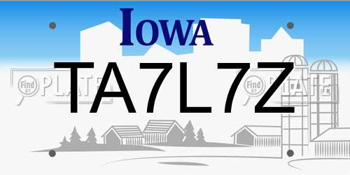TA7L7Z Iowa License Plate