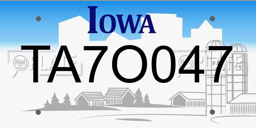 TA7O047 Iowa License Plate