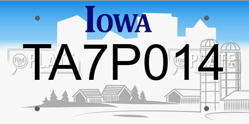 TA7P014 Iowa License Plate