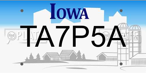 TA7P5A Iowa License Plate