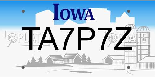 TA7P7Z Iowa License Plate
