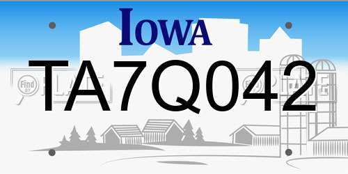 TA7Q042 Iowa License Plate