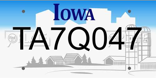 TA7Q047 Iowa License Plate