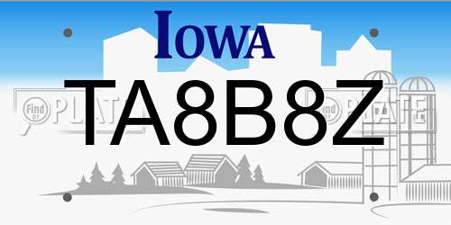 TA8B8Z Iowa License Plate