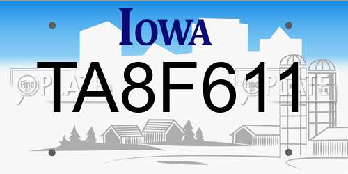 TA8F611 Iowa License Plate