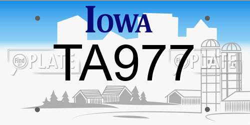 TA977 Iowa License Plate