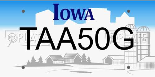 TAA50G Iowa License Plate