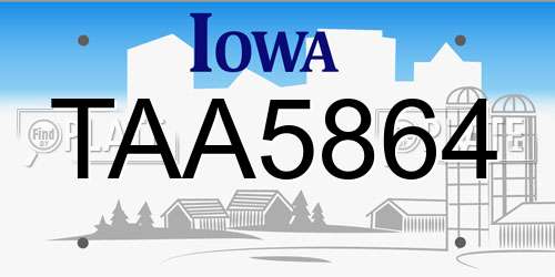 TAA5864 Iowa License Plate
