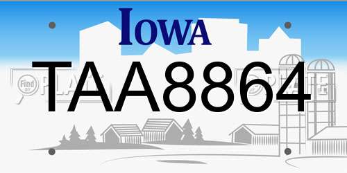 TAA8864 Iowa License Plate