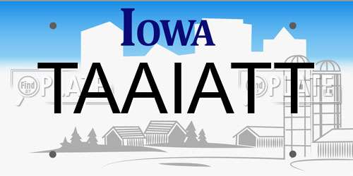 TAAIATT Iowa License Plate