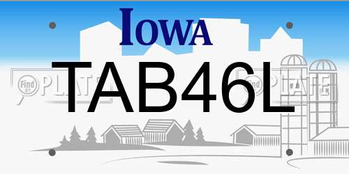 TAB46L Iowa License Plate
