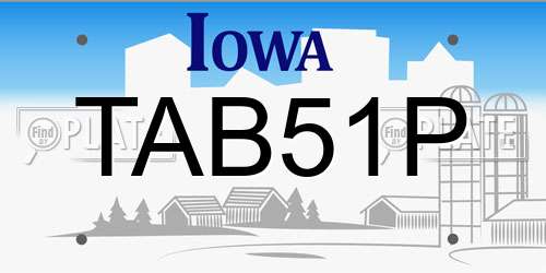 TAB51P Iowa License Plate