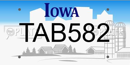 TAB582 Iowa License Plate