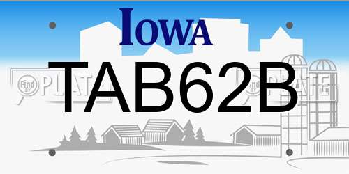 TAB62B Iowa License Plate