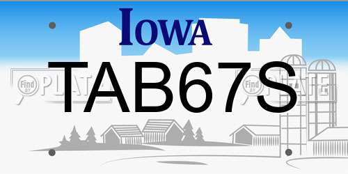 TAB67S Iowa License Plate