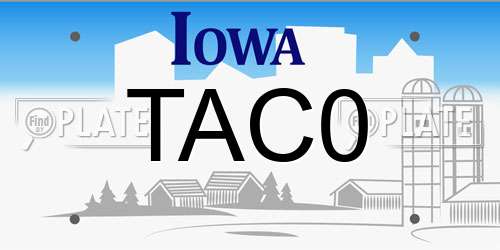 TAC0 Iowa License Plate