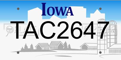 TAC2647 Iowa License Plate
