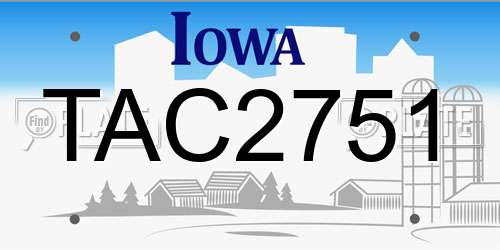 TAC2751 Iowa License Plate