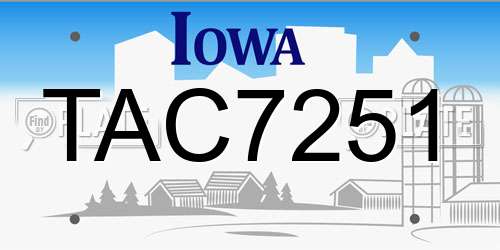 TAC7251 Iowa License Plate