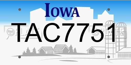 TAC7751 Iowa License Plate