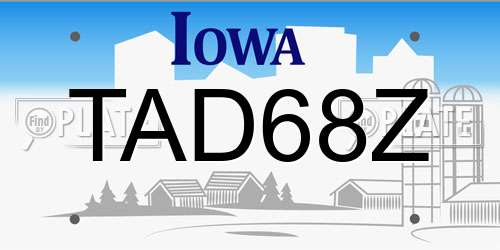 TAD68Z Iowa License Plate