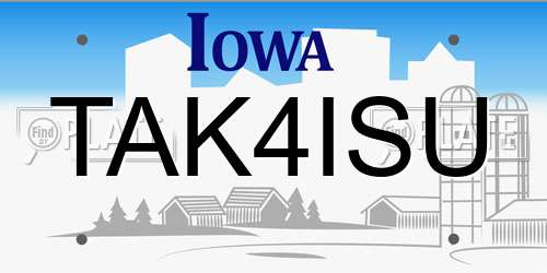 TAK4ISU Iowa License Plate
